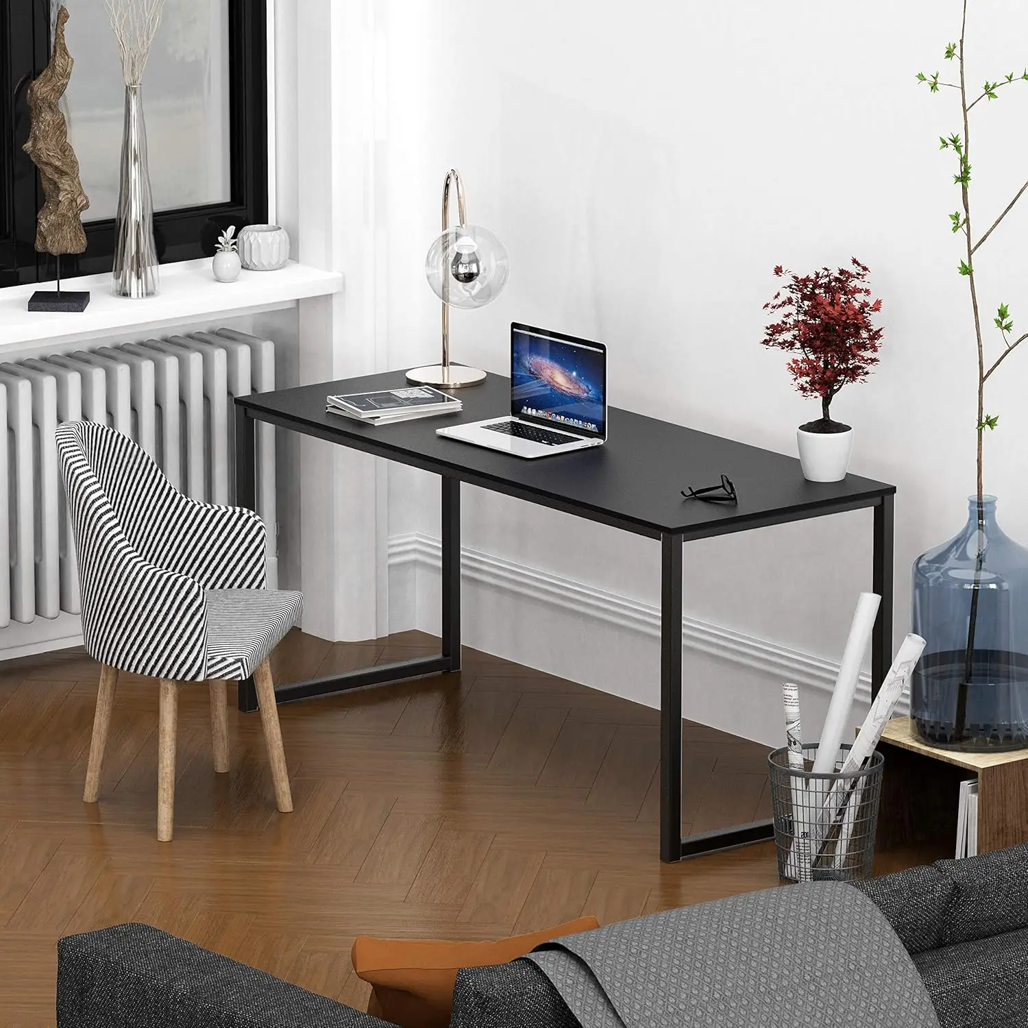 Home Office 55-Inch Computer Desk, 24"" Deep, Black