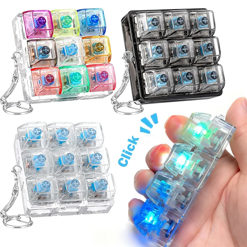 

Брелок-клавиатура с 4/9 подсвечиваемыми клавишами, антистрессовая кнопка-клавиша для офиса, дома, взрослых и детей, снятия стресса, кликер