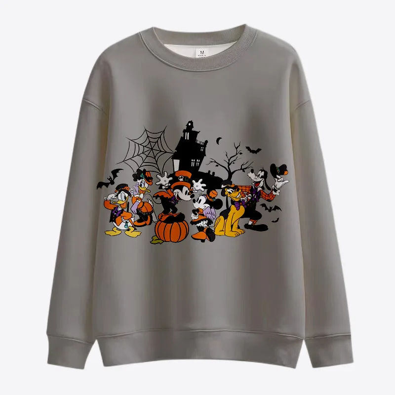 Fall 2022 Horror Halloween Disney Brand Stitch and Mickey Minnie Crew Neck Casual Sweatshirt Men\'s Pullover Long Sleeve Top