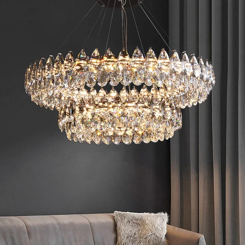 

Round K9 Crystal Chandeliers For Living Room Crystal Large Lighting Dining Chrome Crystal Hanging Lamp Chandelier