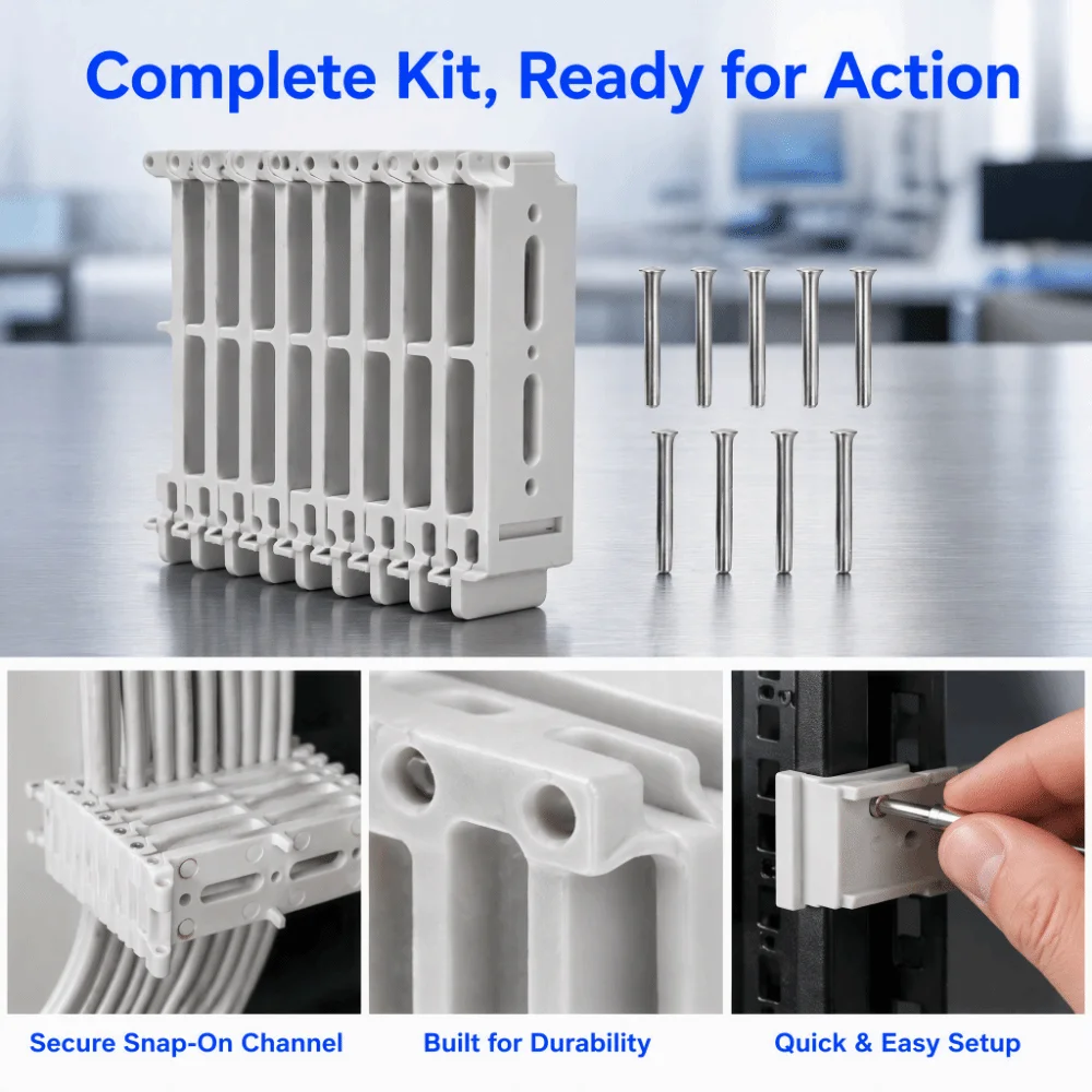 10pcs Sturdy Snap On Cable Organizing Tool Multi Hole Adjustable Wire Comb Organizer Network Cord Organizer Tool Home