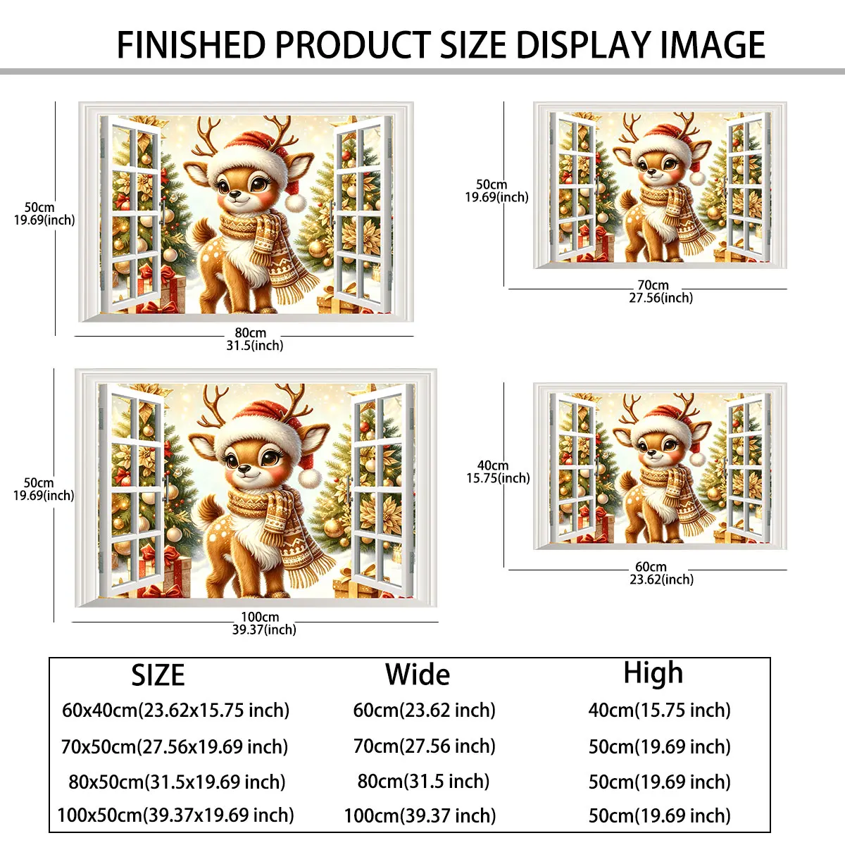 1pc simulated window wall sticker featuring a Christmas deer wearing a hat and scarf decoration waterproof and concealing fla