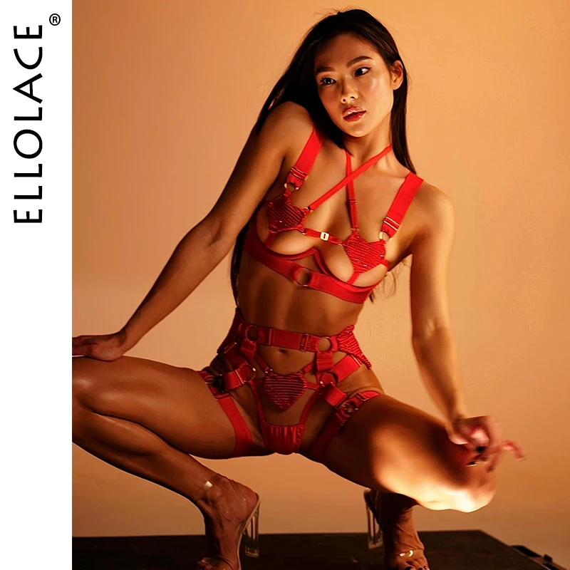 

Ellolace Sensual Valentine Lingerie Heart Sequin Bra Sexy Hot Adult Women's Ethical Underwear Red Sissy Babydooll Outfits