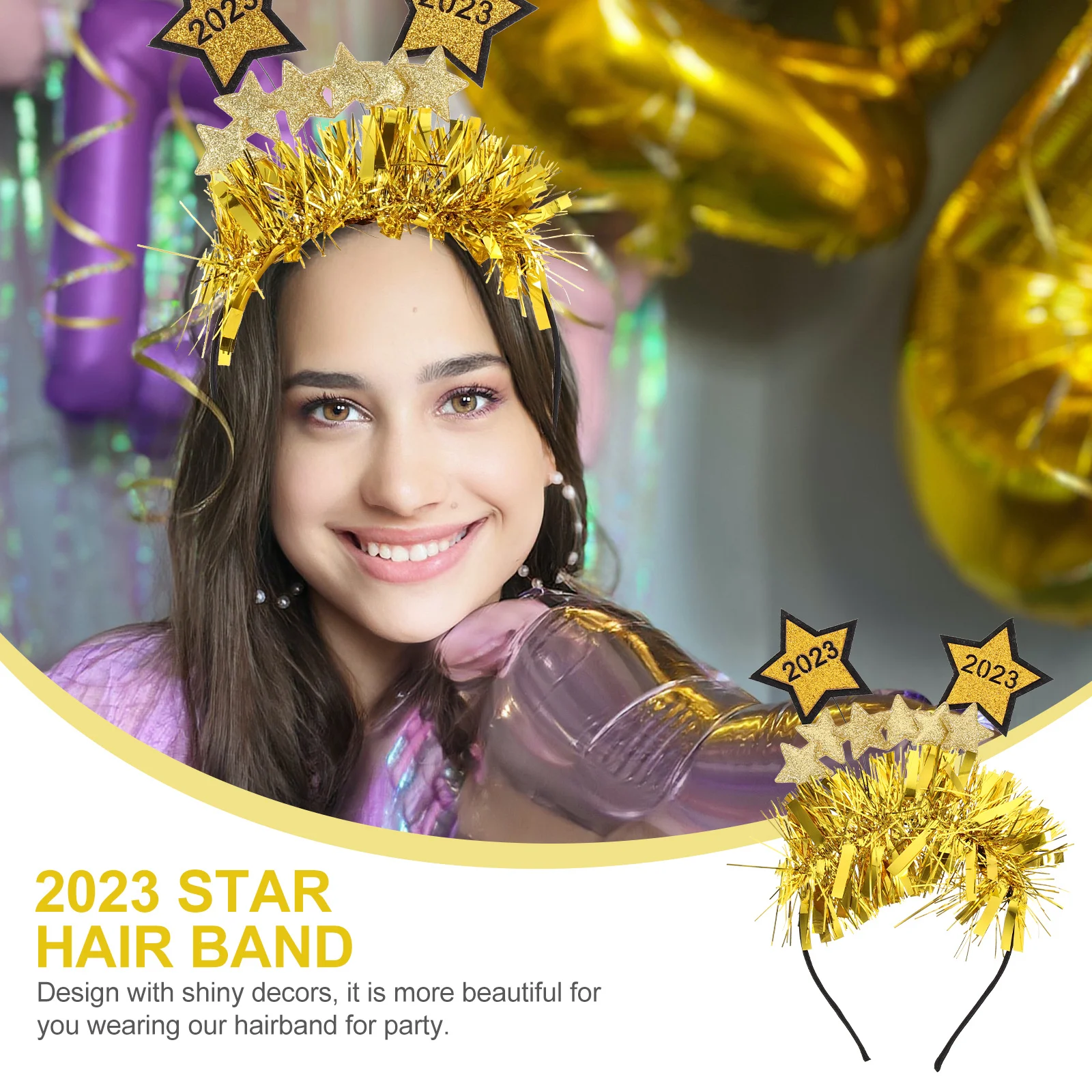 

New Year Star Hairband 2023 Glitter Sequin Headband Party Hair Hoop Festival Hair Accessories 2023 Hairbands Party Headdress