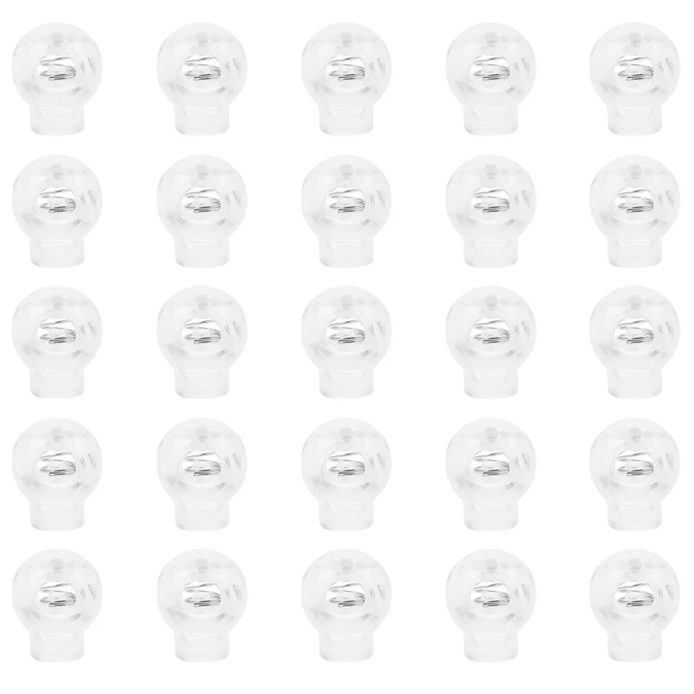 

25Pcs Spring Cord Locks Plastic Transparent Cord Locks for Drawstrings Adjustable Fastener Toggles for Pants Coats Mask Lanyards