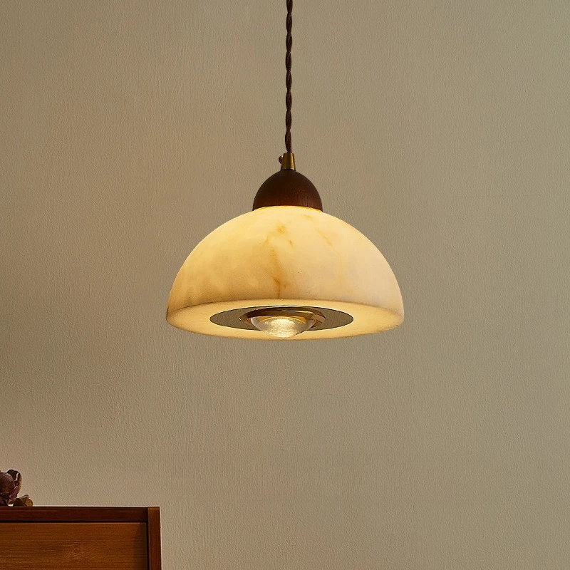 French Imitation Marble Pendant Lights Restaurant Bar Counter Illuminating Spotlights Vintage Homestay Bedroom Bedsides LED Lamp