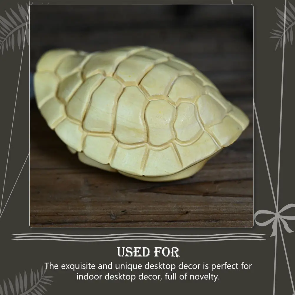 

Carving Turtle Shell Decor Fine Workmanship Smooth Surface Stable Base Indoor Desktop Decorative Item