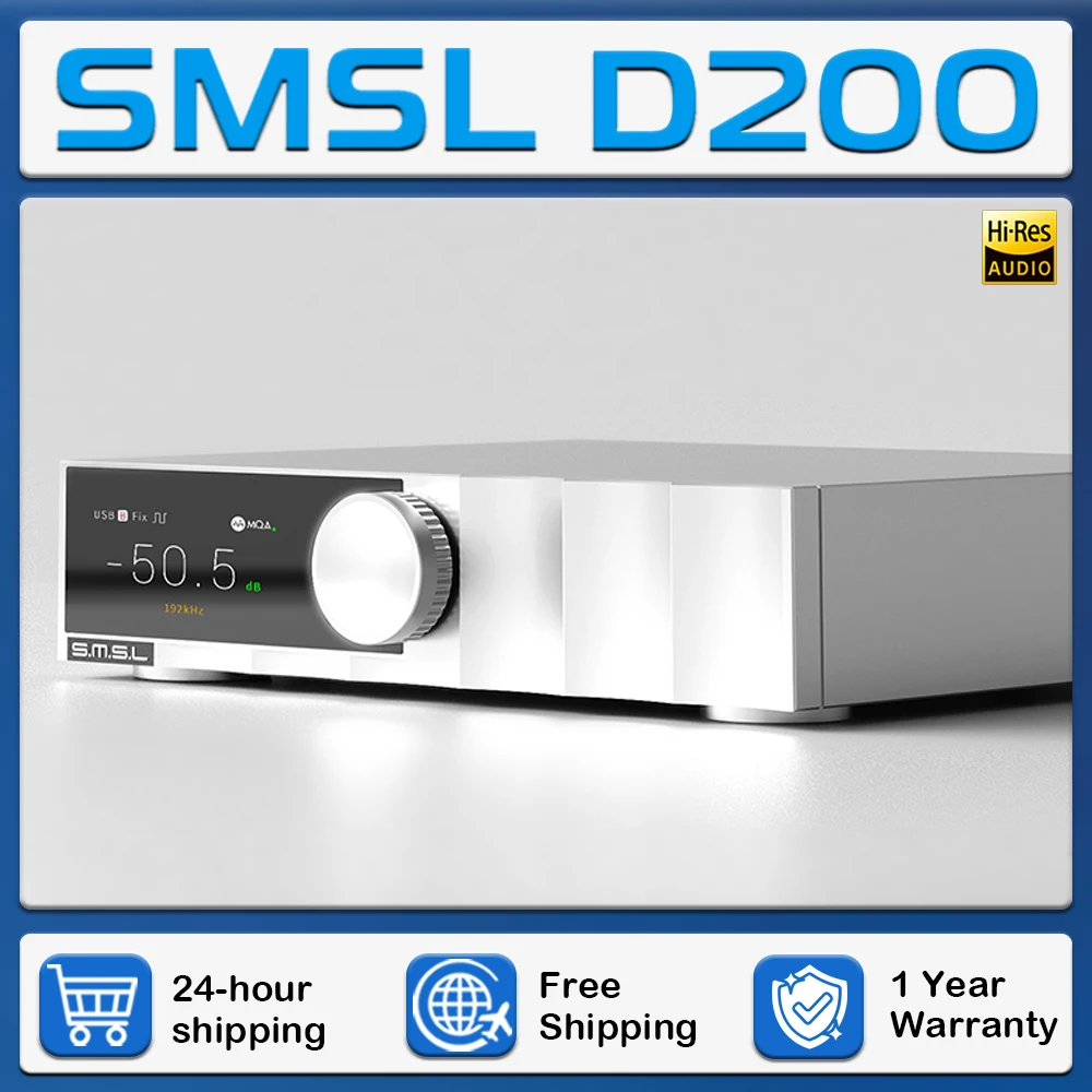 

SMSL D200 Hi-Fi Audio Decoder ROHM BD34352EKV Chip Bluetooth5.1 MQA Support CK-03 Clock Lyrics Display Optical Coaxial USB DAC