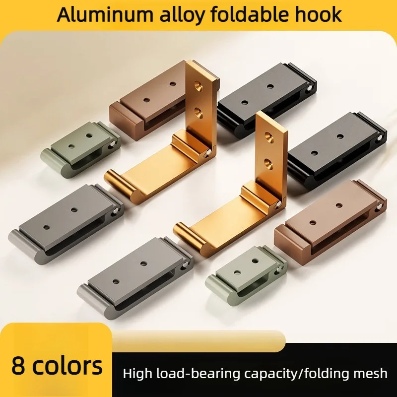 5PCS Aluminum Alloy Folding Hooks Wall Door Clothes Coat Hat Bags Hangers Bathroom Rustproof Towel Hooks Foldable Single Hook