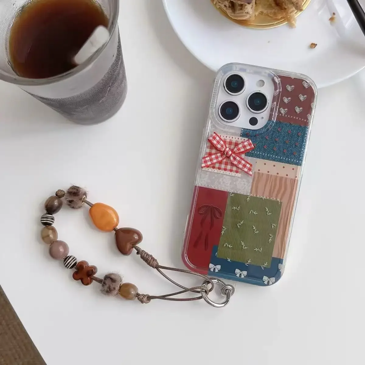 

Ретро-модный чехол для телефона с бантиком Love Bow и ремешком с драгоценными камнями, подходит для IPhone 17, 16, 15, 14, 13 Pro Max, противоударная задняя крышка