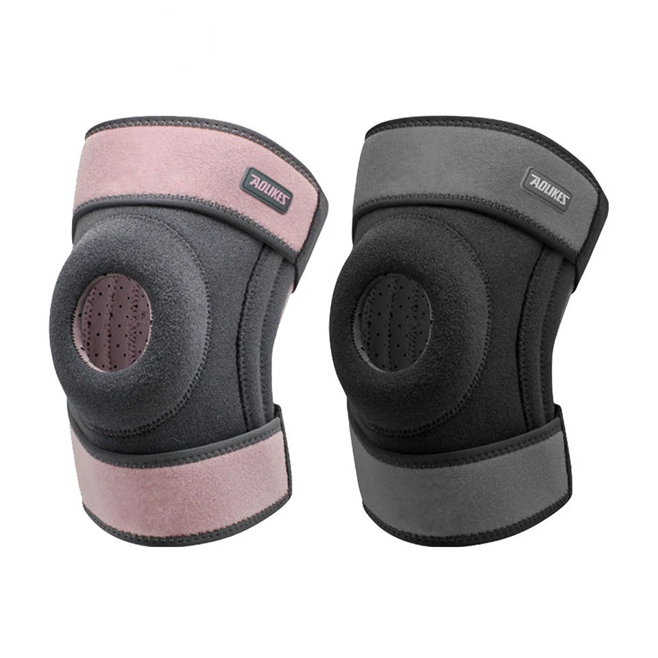 1 PCS Sports Knee Pads Four Springs Support Breathable Knee Brace with Side Stabilizers Patella Protector Gel Pads