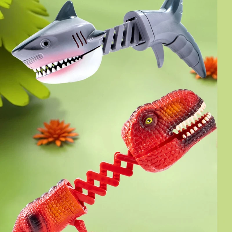 Clipe de mão retrátil para crianças, Fun Shark Dinosaur Toys Redução de estresse criativo Arma telescópica compulsiva