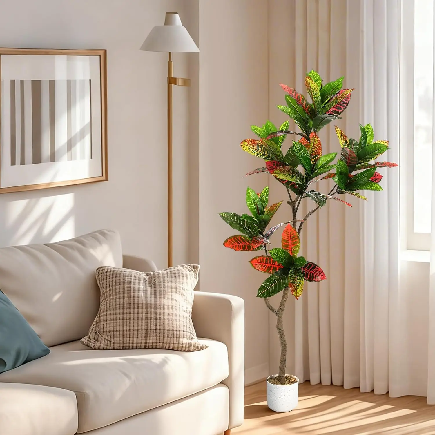 

Искусственное дерево фикус листянистый 1.5 м в горшке, реалистичное искусственное растение для декора дома и офиса