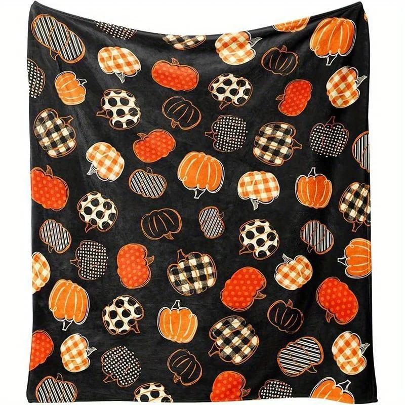 

Halloween Pumpkin Flannel Throw Blanket Fall Buffalo Plaid Gifts for Women Thanksgiving Home Textile Throws