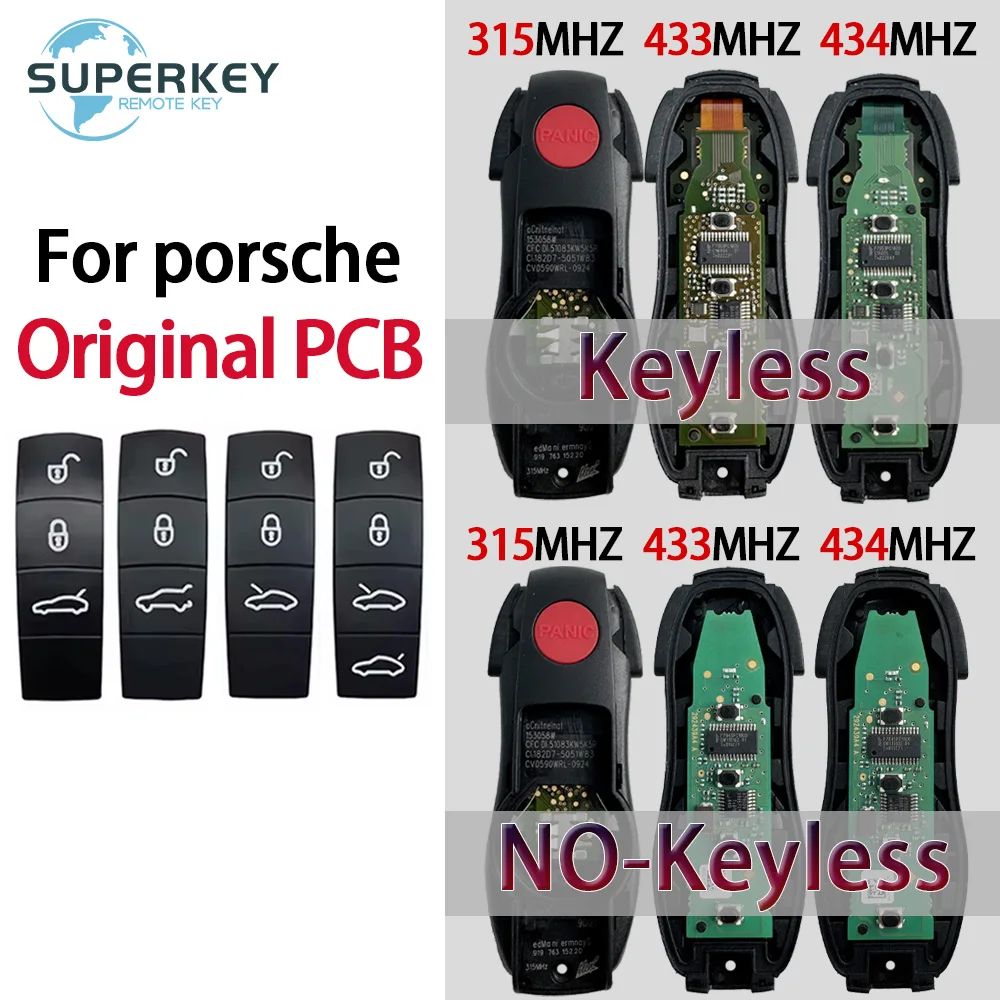 

OEM PCB For Porsche Macan Cayenne Panamera Boxster Cayman 911 958 PCF7953P Chip 315MHZ 433MHZ 434Mhz Smart Remote Car Key