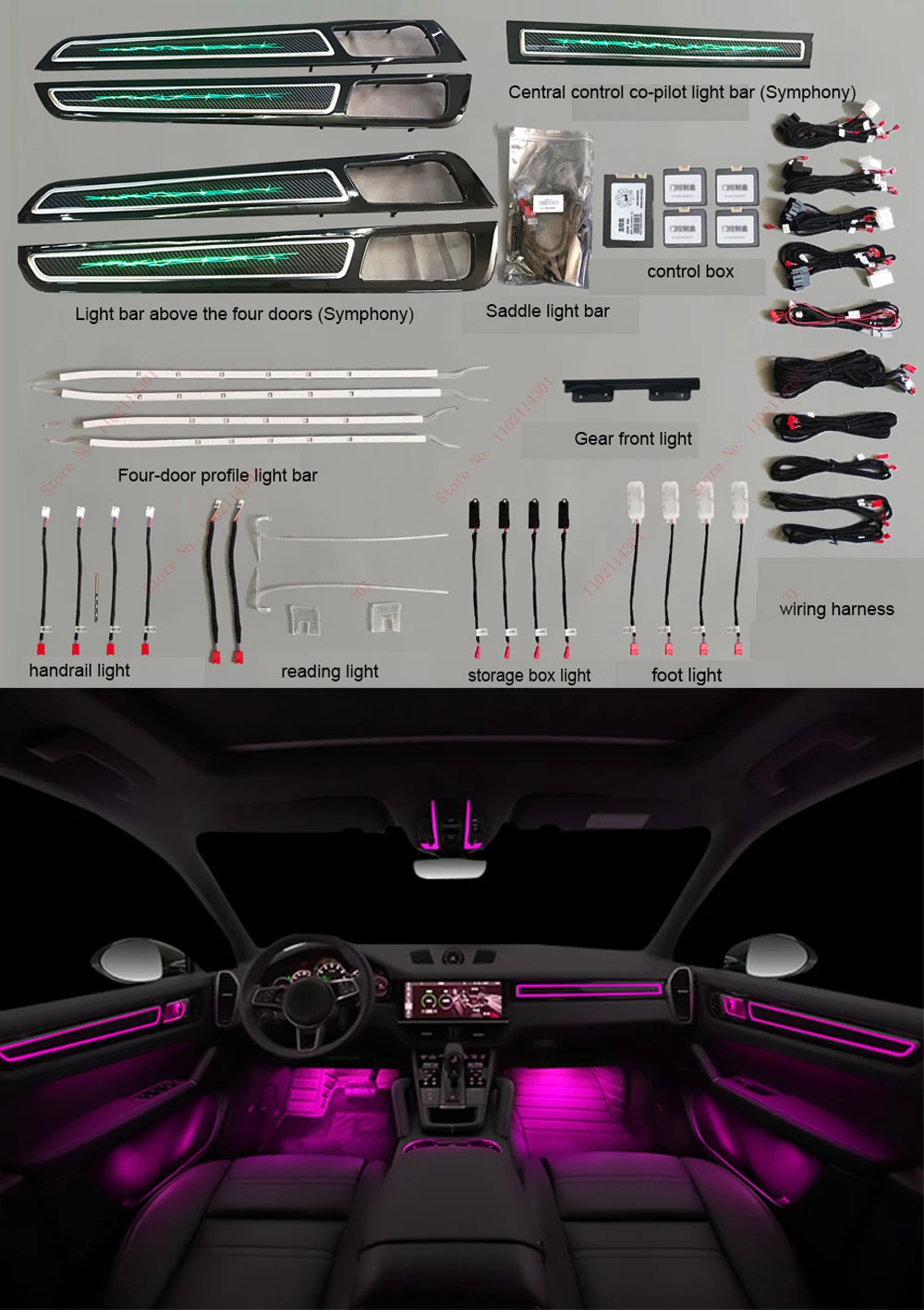 

For Porsche Cayenne 2010-2021 RHD LHD Replacement Inter door Ambient light Car LCD panel screen control atmosphere light