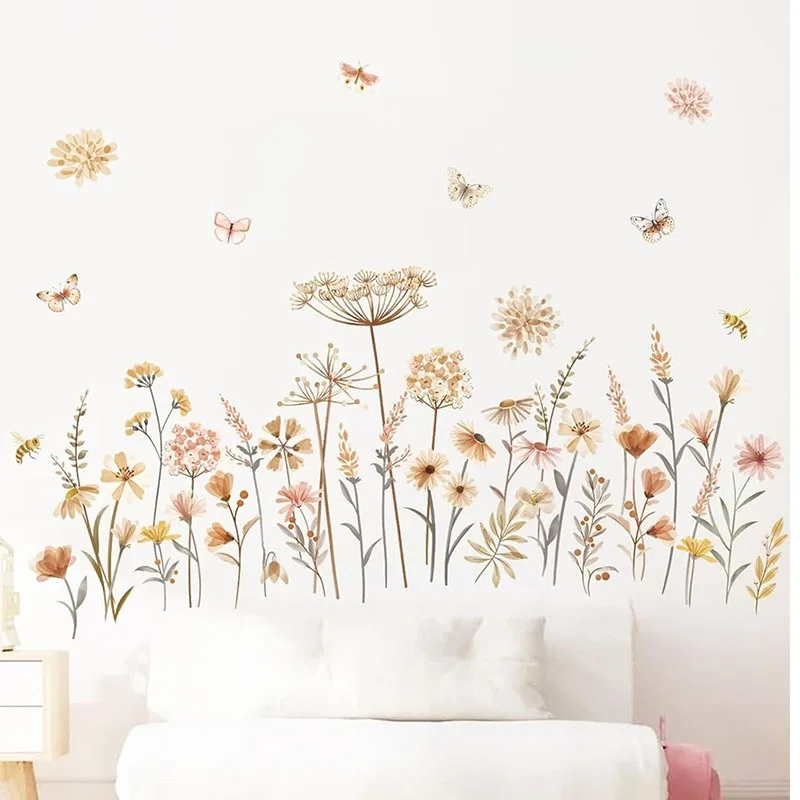 

Boho Dandelion Flower Wall Stickers Wildflower Floral Grass Decals for Baby Nursery Girls Bedroom Kids Room Wall Decoration