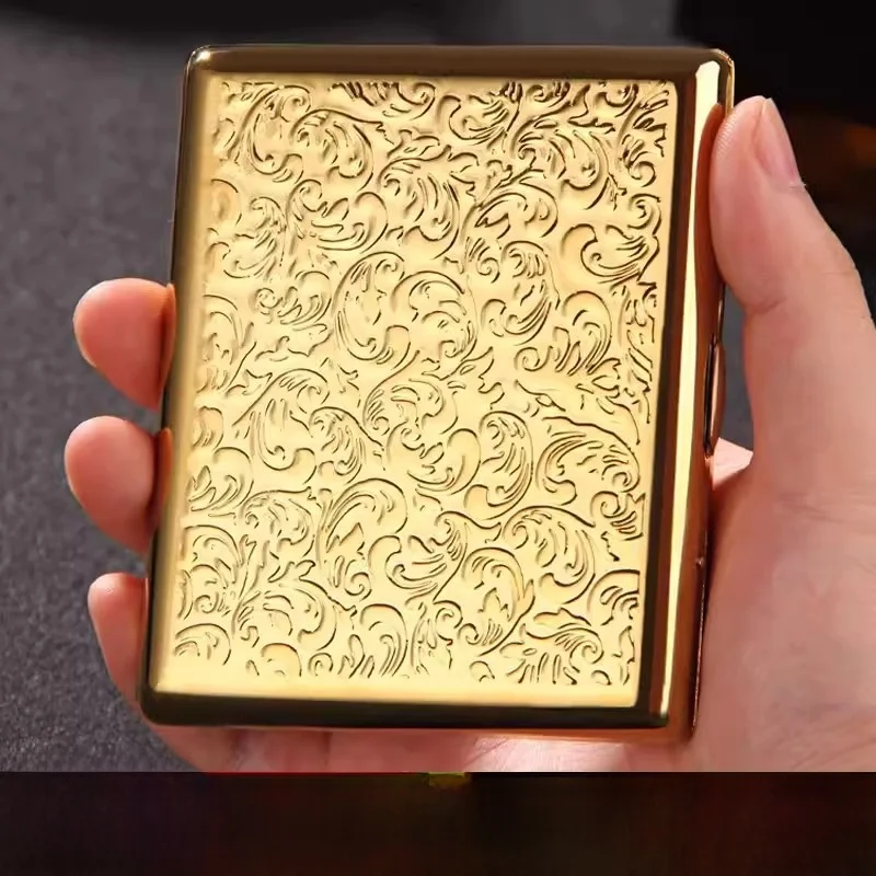

Bronze Engraved Cigarette Case Thin Valentine's Day Father's Day Gift for Men Middle Size Ultra Thin Smoking Accessories