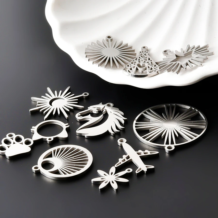 17pcs/Lot Horse Cat Claw Airplane Charms Stainless Steel Pendants For DIY Keychain Bracelet Necklace Handicrafts Jewelry Making