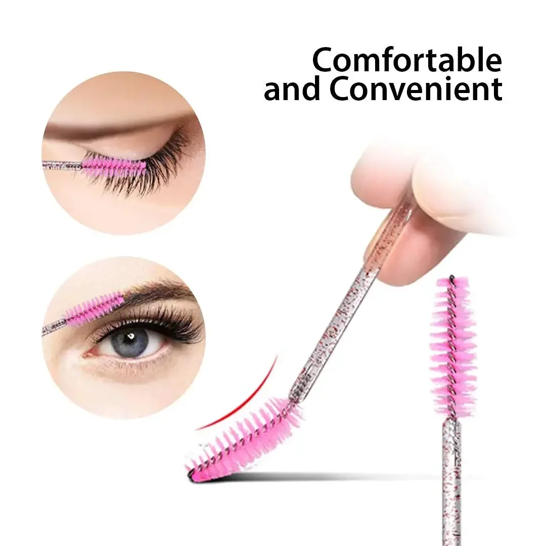 50/100/200 Uds. Cepillos de pestañas desechables con varilla de cristal, varillas de extensión de pestañas, herramientas de belleza de maquillaje profesional