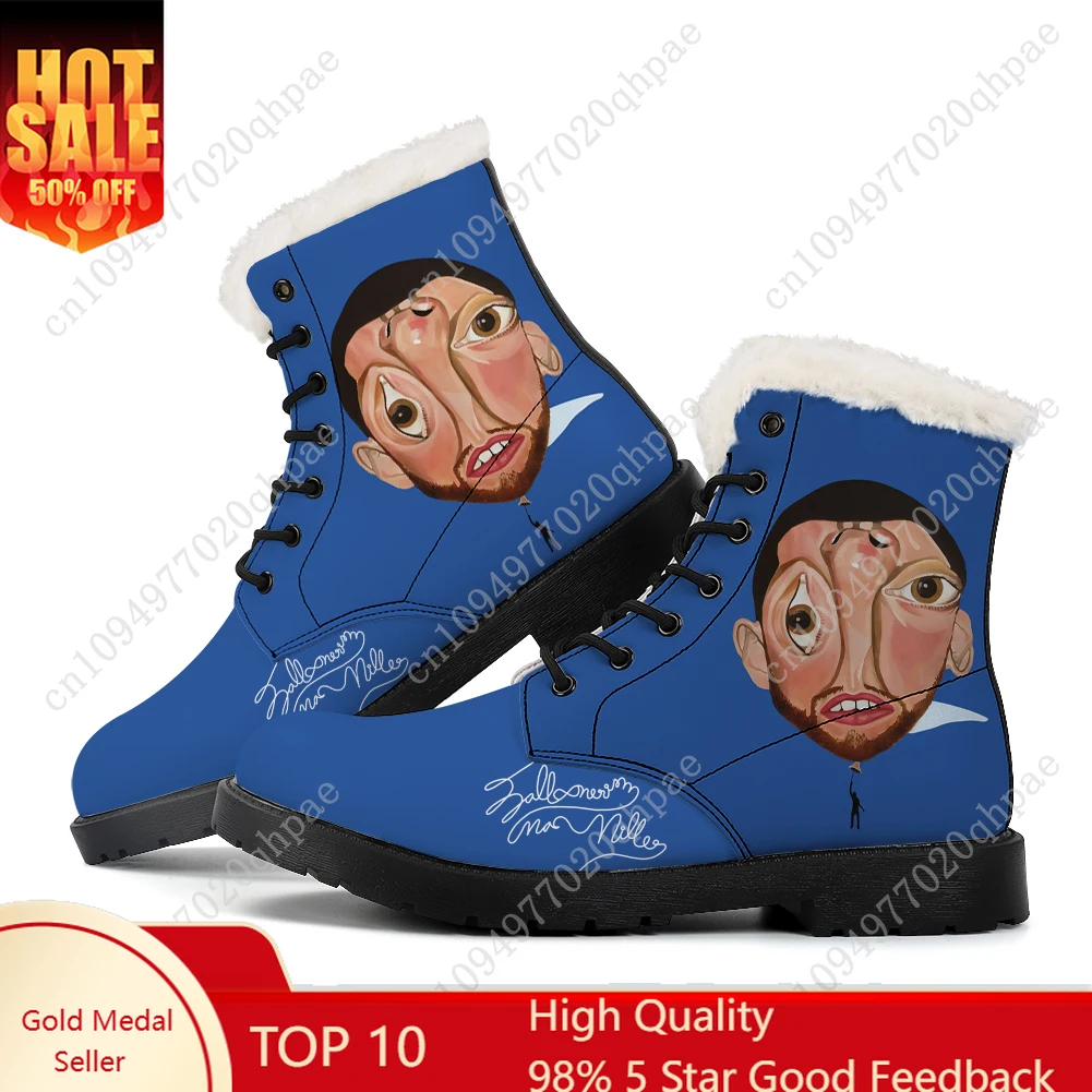 Botas de felpa Mac Miller para hombre y mujer, zapatos para adolescentes, botas informales, ligeras para exteriores, alta calidad, estampado de pareja bajo demanda, zapato personalizado