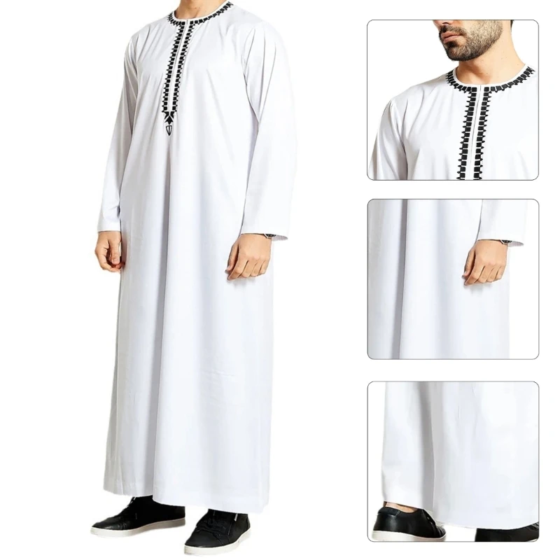 634C Man Islamic Kaftan Thobe Islamic Arabic Robe Middle East Kaftan, Man Casual Long Sleeve Thobe Islamic Robe Long Gown