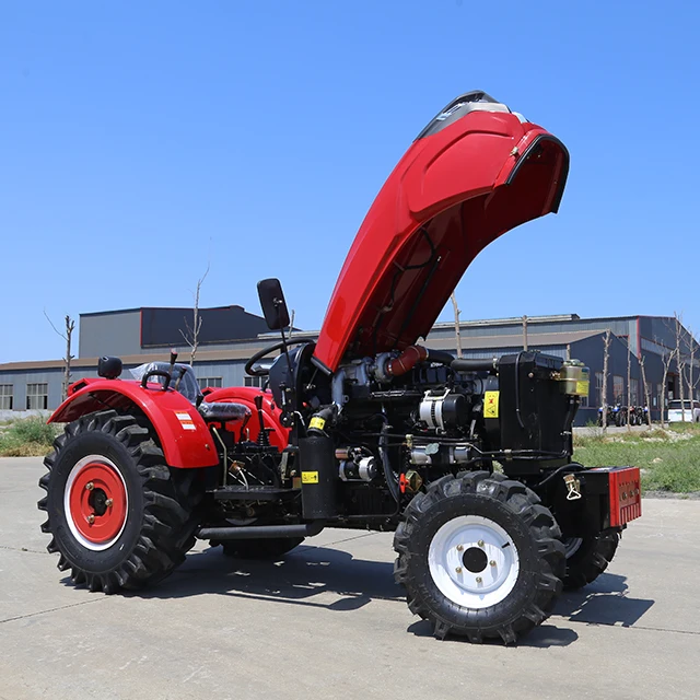Trattore agricolo da 50-100 hp con caricatore, grande trattore agricolo a quattro ruote motrici 4x4