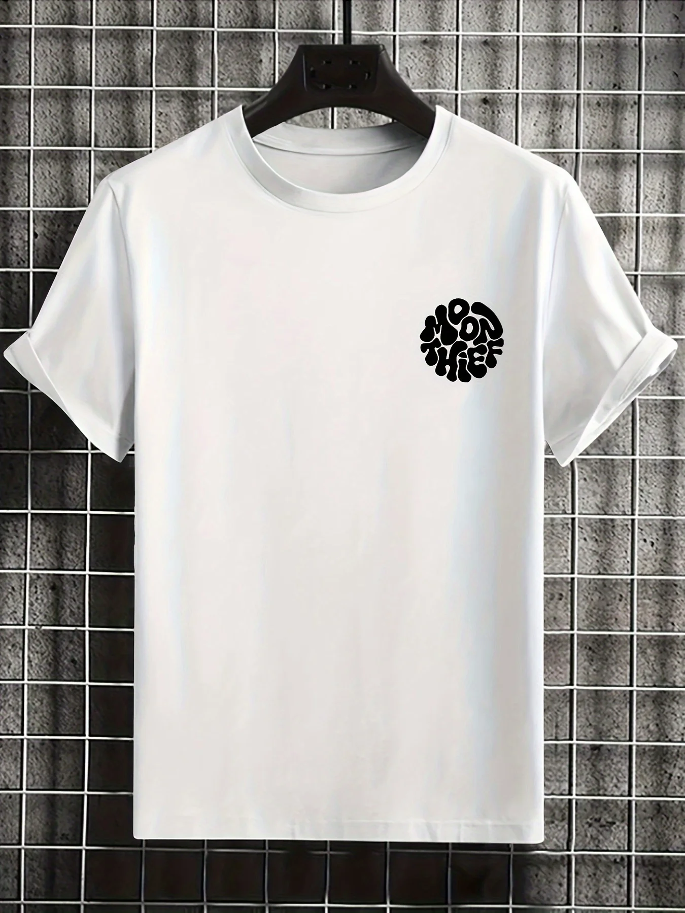 Trendiges Sommer-Essential: Schwarzes T-Shirt mit Galaxy Moon Thief Grafik aus 100% Baumwolle, bequem und leicht für Herren – Detail 7