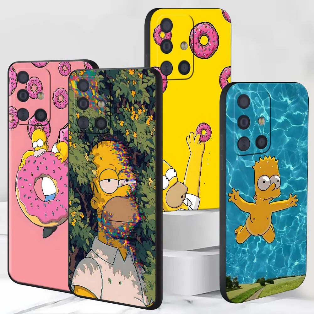 Phone Case for Samsung Galaxy A17 A15 A16 A14 A11 A27 A25 A55 A54 A13 A33 A52 A21s A51 A22 Black TPU Cover Funny Simpsons Family