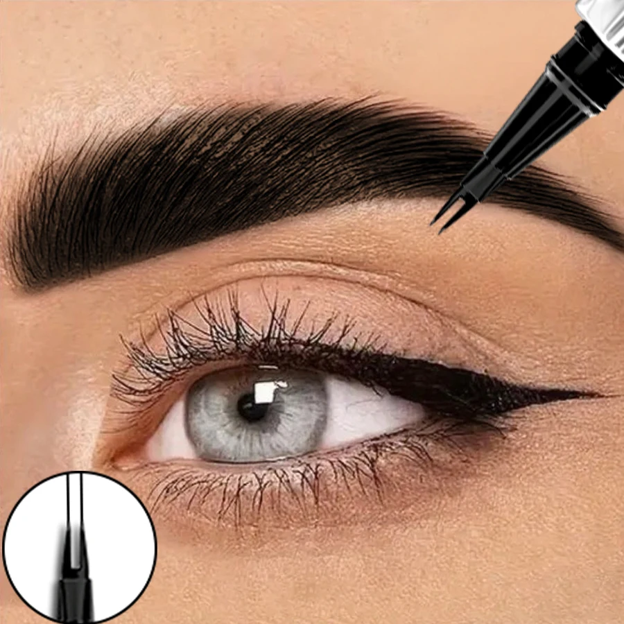 二股眉毛ペン防水防汚眉ペンシル 7 色韓国メイク 1pc 防水プロ化粧品