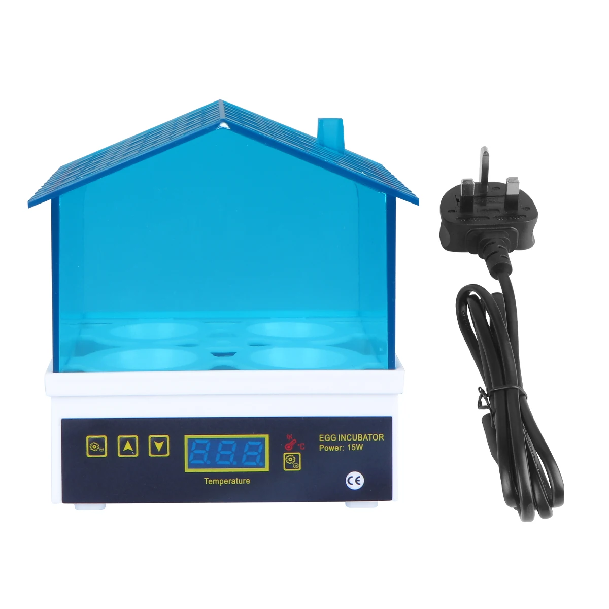 

4 Slots Small Bird Egg Incubator Home Use 15W Automatic Temperature Control Transparent Cover Digital Display Ceramic Heating