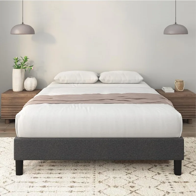 Curtis Upholstered Platform Bed Frame, Mattress Foundation, Wood Slat Support, No Box Spring Needed, Eco Friendly WonderBox