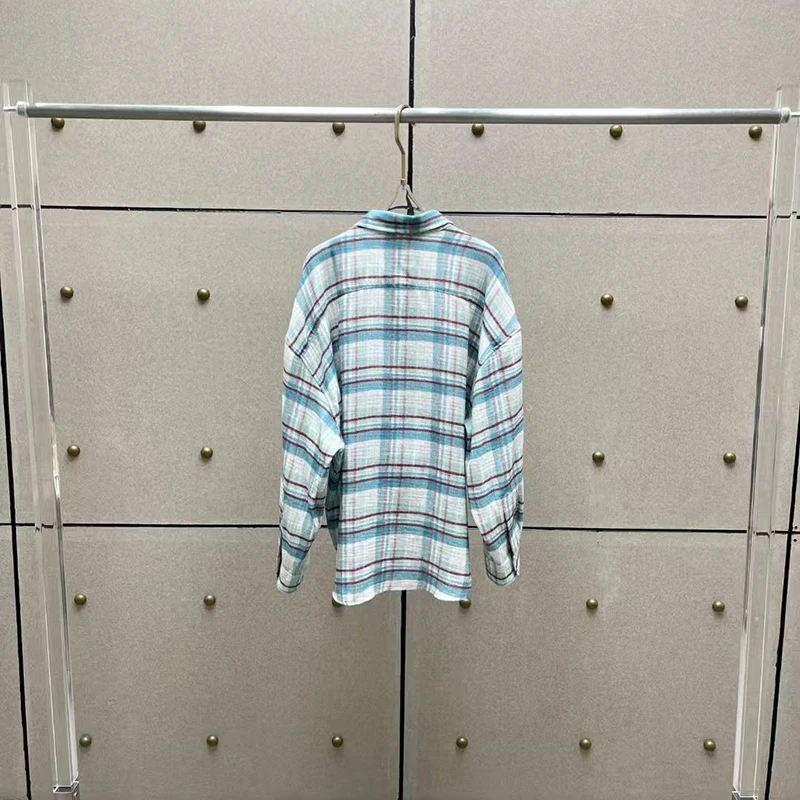 Damen-Hemd mit Karomuster, Oberteil aus weichem Baumwollgarn, modische, lässige, lockere Jacke, hochwertige Baumwollbluse, Frühling, neu, 2025