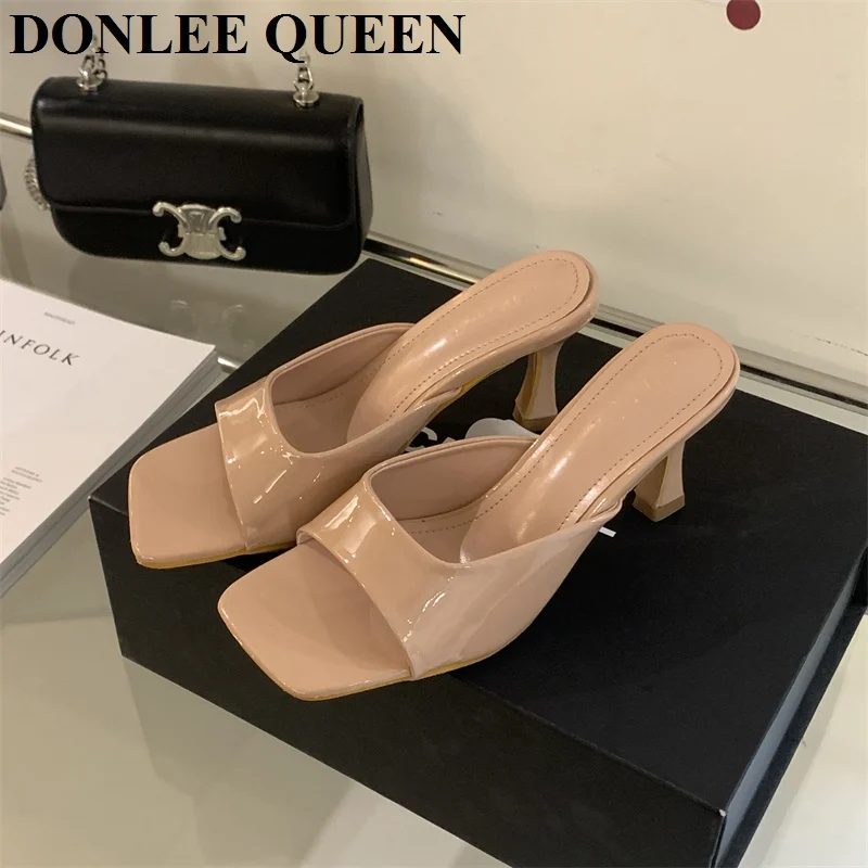 New Brand High Heels Slippers Women Slip On Slide Elegant Mule Shoes Women Sandal Leisure Slipper Big Size 35-41 Sandalias Mujer