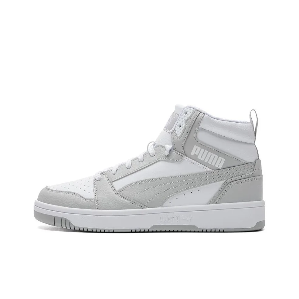 PUMA Rebound V6 Artificial Leather High top Skateboard Shoes Unisex Puma White Light Gray 392326-05
