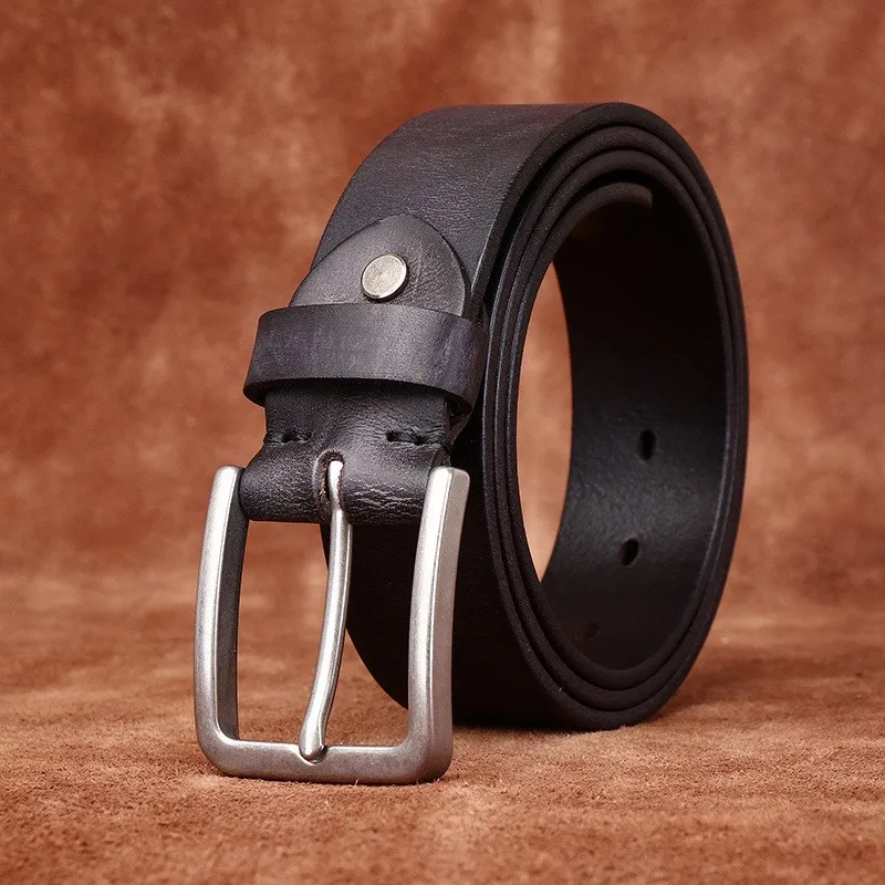 Matte stainless belt men's leather top layer simple fashionable and versatile
