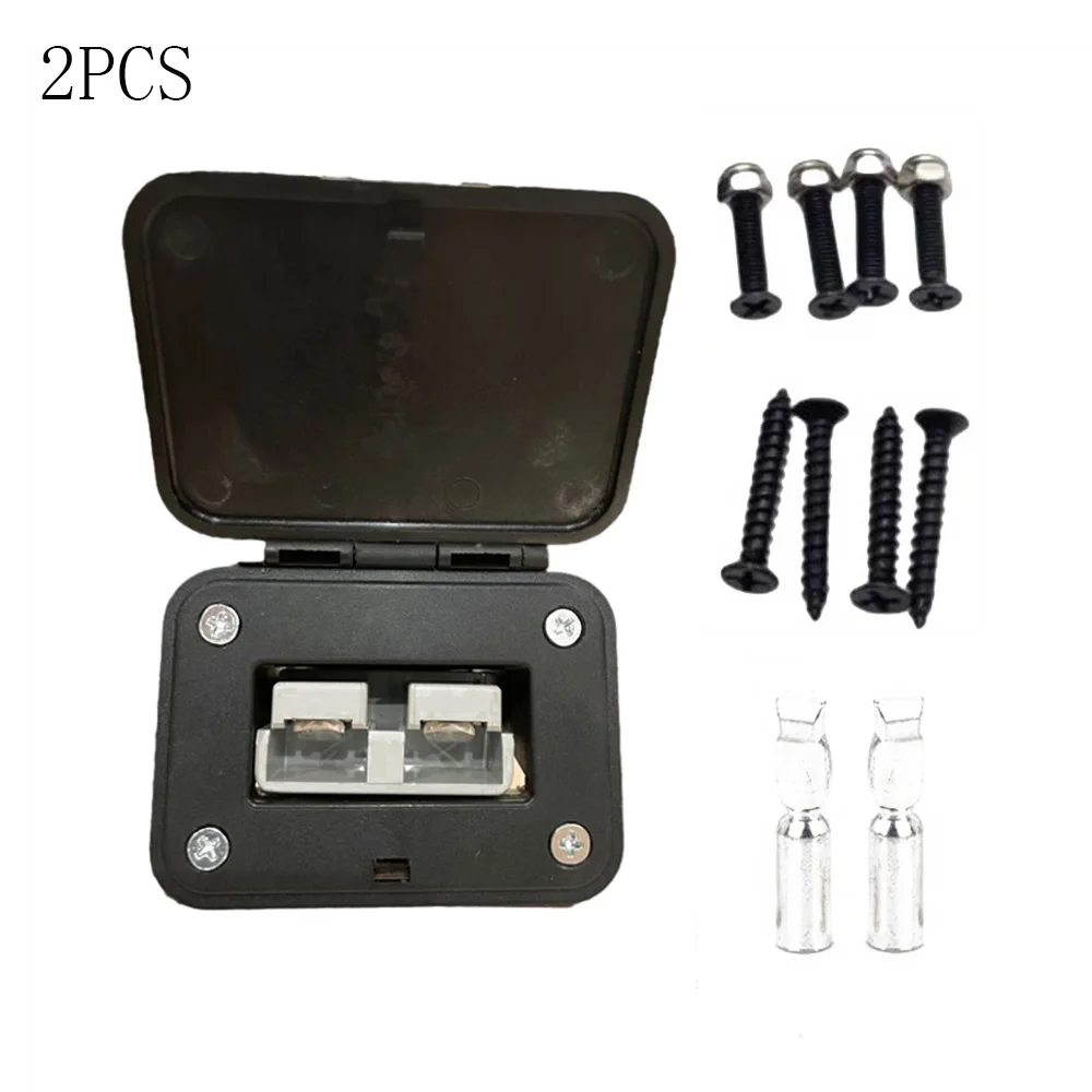 

2Pcs 120A High Current Plug Connector Kit Flush Mount Bracket Panel Bracket With Dust Cover 2Pin Connector IP40 Waterproof