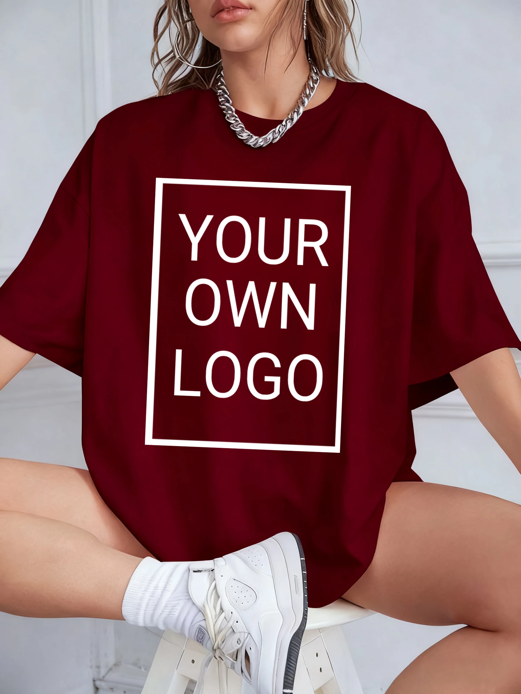 21 Color DIY Customize Logo Photo Cotton Summer Women's T-Shirt Y2K Breathable Short Sleeves Loose Korean T Shirts O-Neck Tops