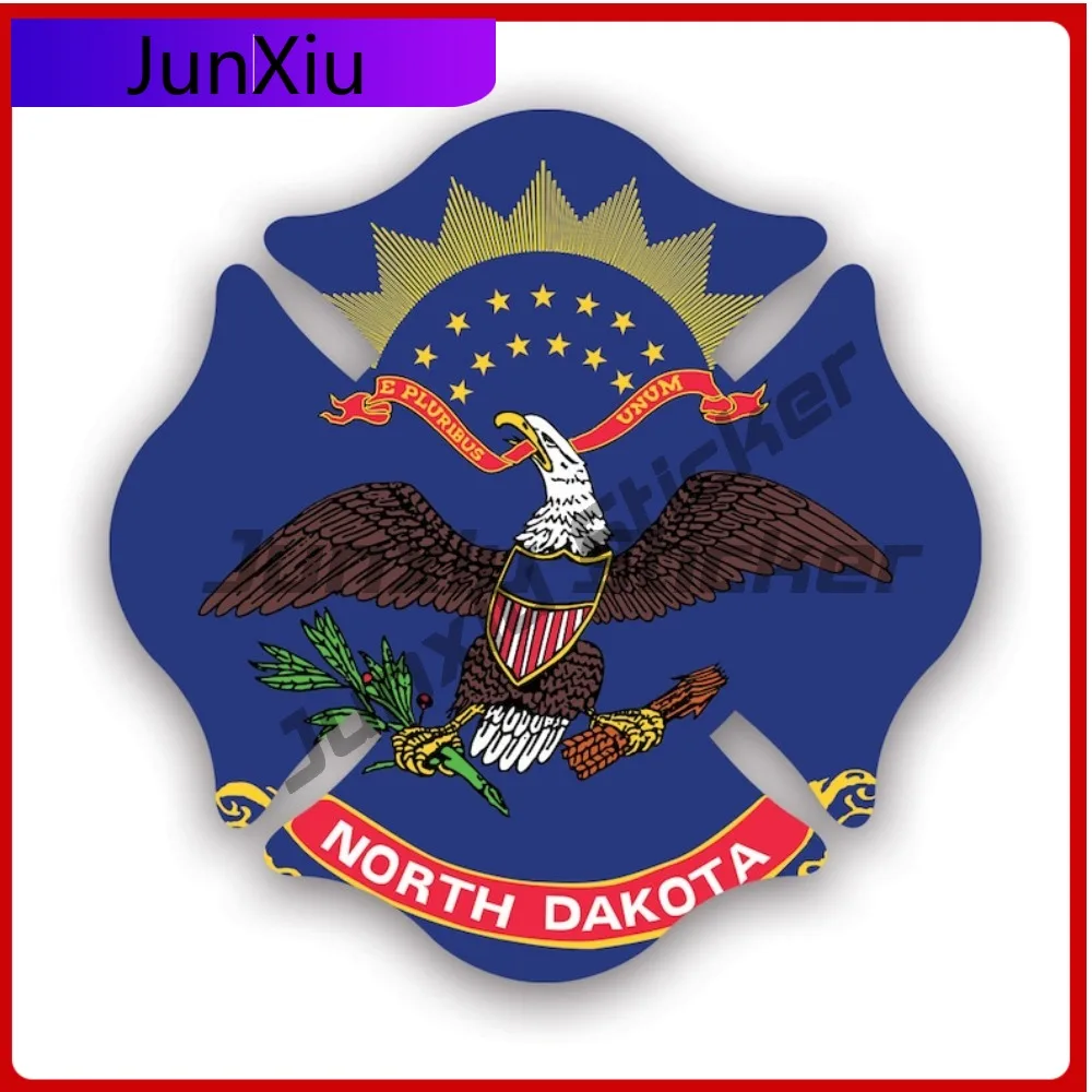 

North Dakota State Maltese Cross Shaped Cute Window Waterproof Vinyl Decal For Car Bumpers Unique Decor Fun Outdoor Sticker Fun