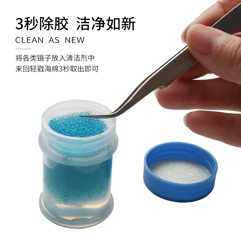 40ml Eyelashes Tweezers Cleaner Lash Glue Extension Supplies Cleaning Sponge Eyelash Glue Remover Liquid Tweezers Cleanser