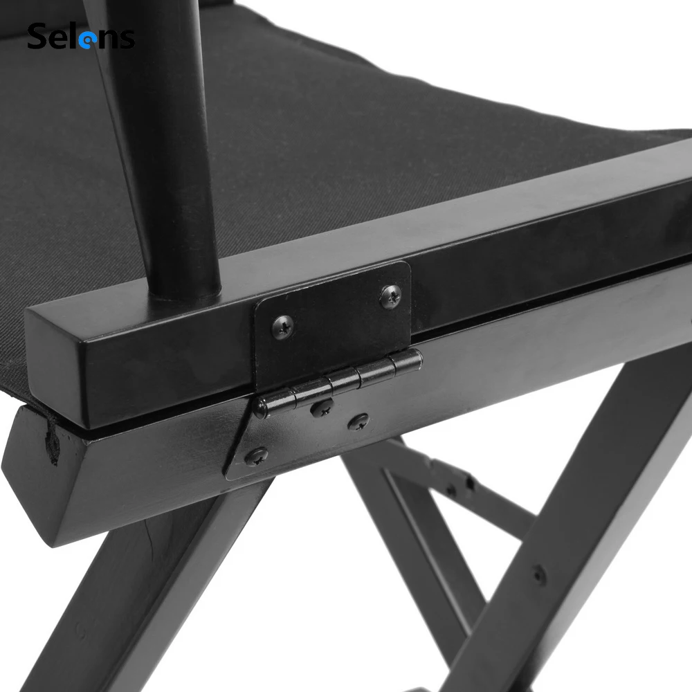 كرسي سيلينز للتصوير الفوتوغرافي طويل القامة، كرسي محمول احترافي لفن الماكياج قابل للطي، كرسي فولاذي للتخييم في الهواء الطلق والصيد باللون الأسود