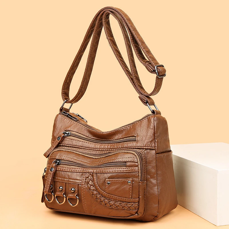 Vintage Pu Leder Luxus Geldbörsen und Handtaschen Hochwertige Damen Tasche Design Multi-Pocket Damen Umhängetaschen – Detail 13