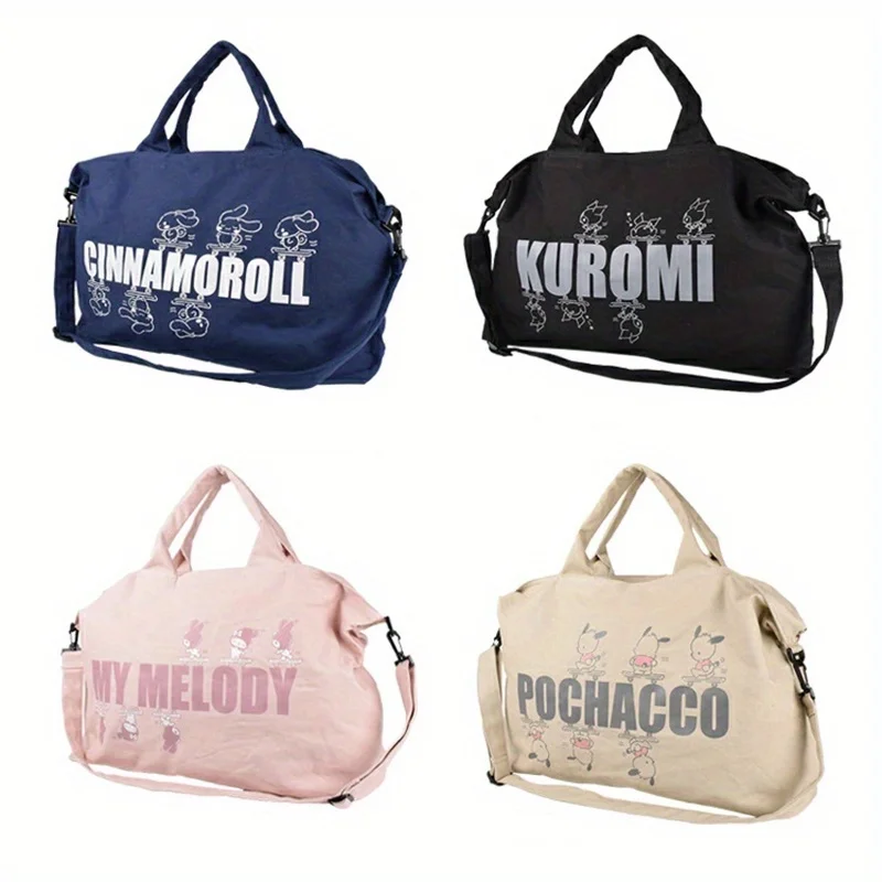 1 pcs Sanrio Cute Cartoon Large Capacity Canvas Tote Bag Commuter Fitness Bag Travel Shoulder Bag Unisex Tote Bag