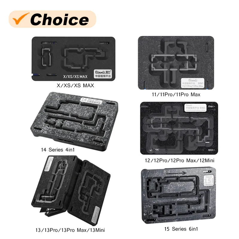 QIANLI Middle Frame Reballing Platform for Phone X 11 12 13 14 Series BGA Reballing Tin Planting Station with Stencil