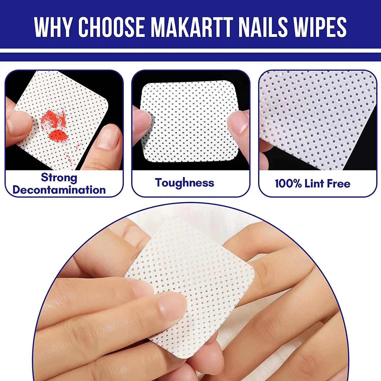 500Pcs  Lint-Free Nail Wipes for Gel Polish Remover and Nail Prep Super Absorbent Soft Cotton Pads for Cleaning Glue