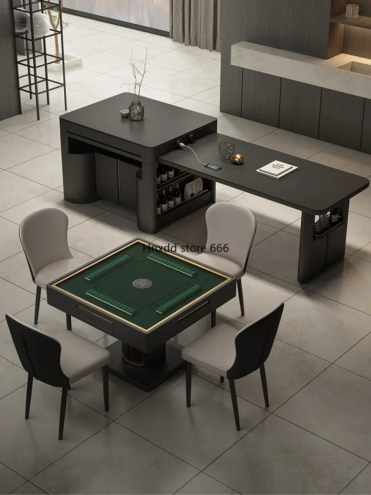 Dual-purpose retractable rock slab dining table multi-function electric motor hemp