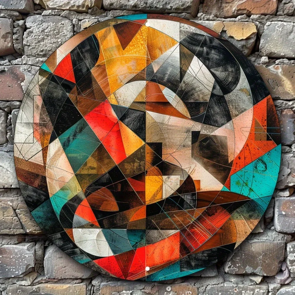 

Elegant Round Metal Wall Art, Issey Miyake Inspired, Cubism & Expressionism Design, Aluminum Poster for Home and Office Decor