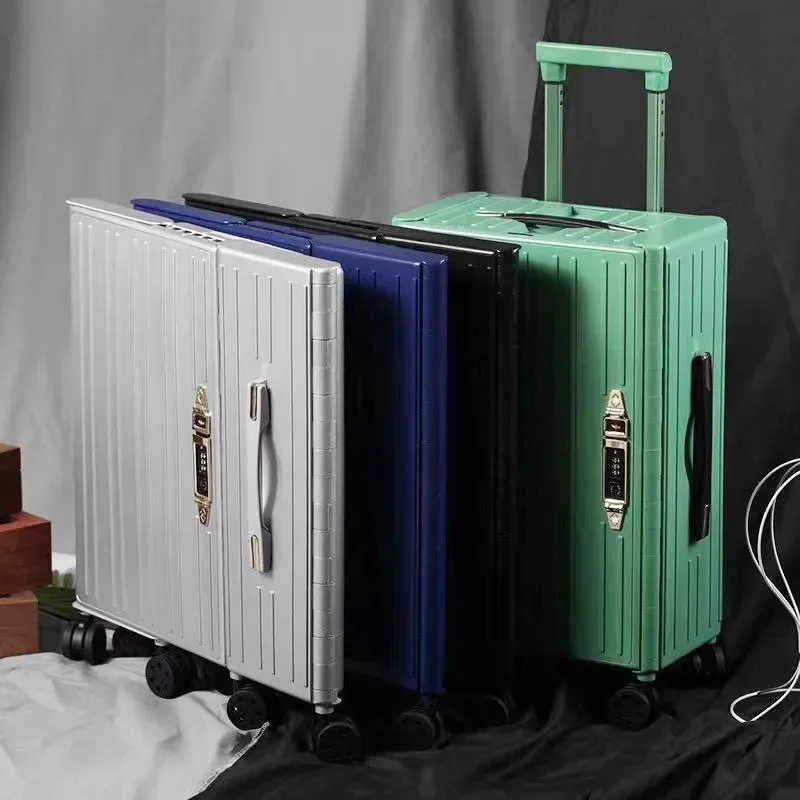 1PC Suitcase manufacturers wholesale multi-functional caster foldable trolley case foldable suitcase luggage