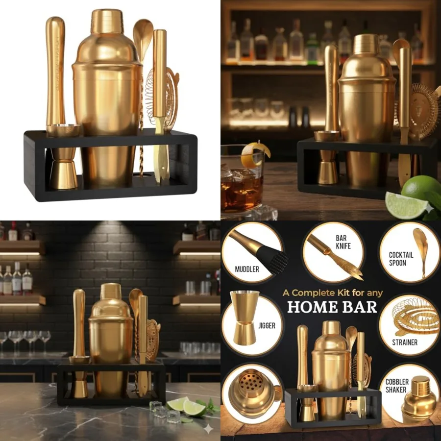 

Cocktail Shaker Set: Bartender Kit for Home Bar Mixology Cocktail Bar Set Plus E-Book with 30 Recipes