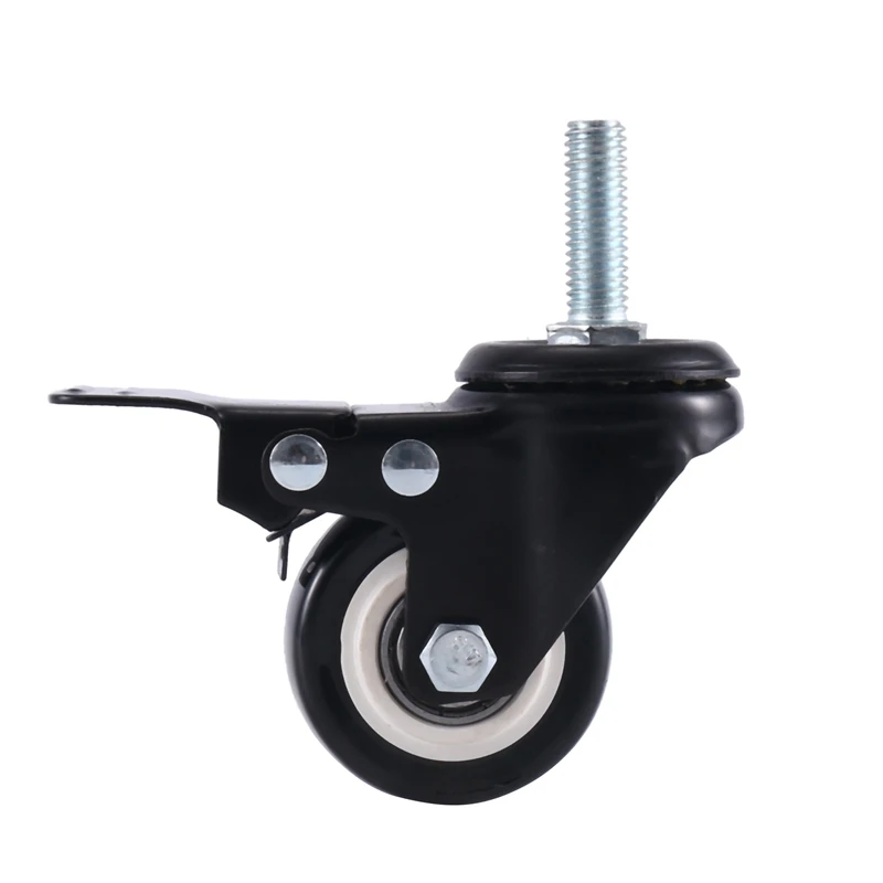 2In Casters , 3/8In 16 X 1In(Screw Diameter 3/8In, Screw Length 1In) Casters Wheels, No Noise 4 Pack Casters With Brake